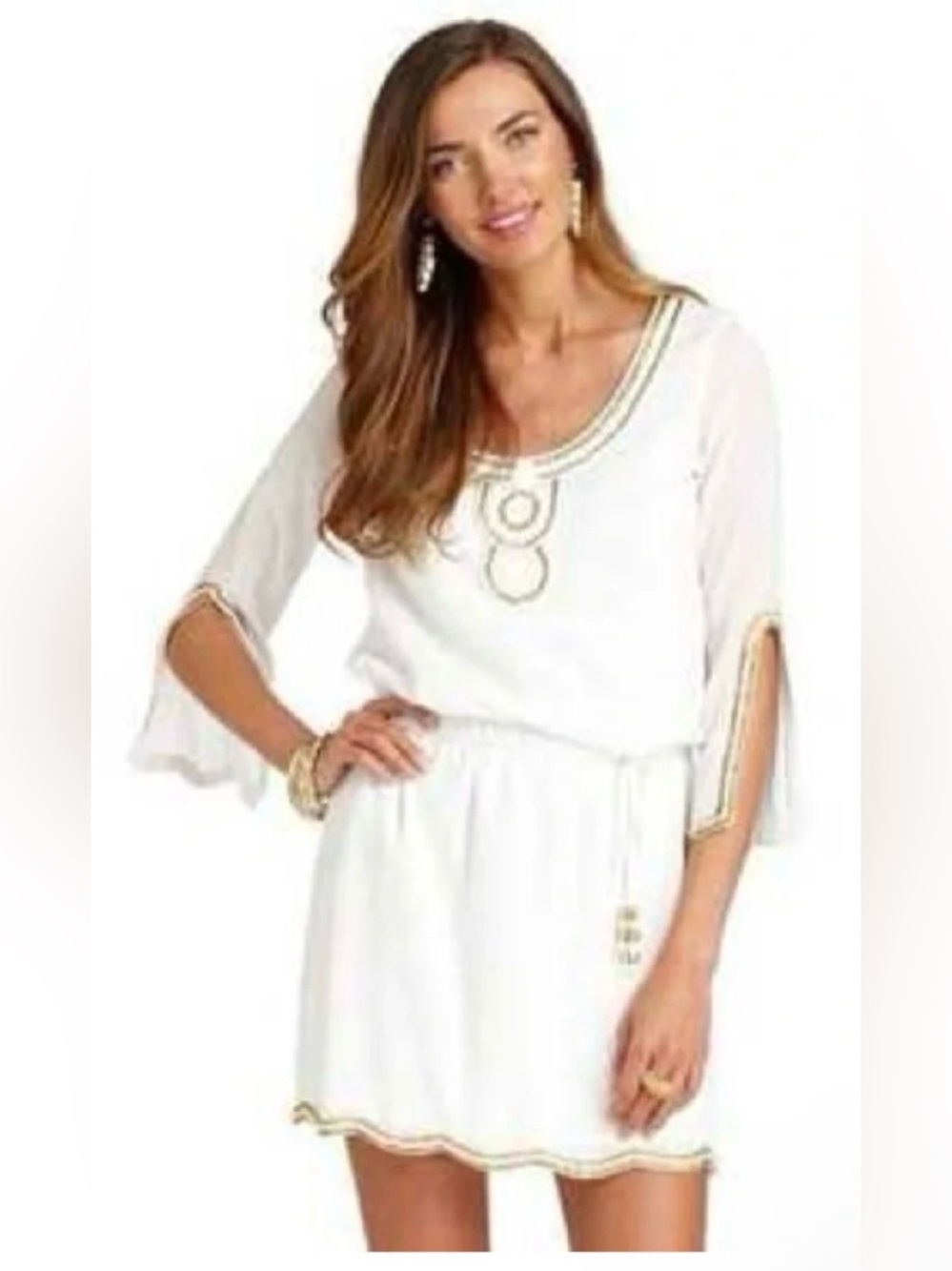 Lilly Pulitzer White dress with Gold Trim